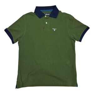 BARBOUR Luxury Designer Business Casual Green Polo Tee Shirt Mens Medium
